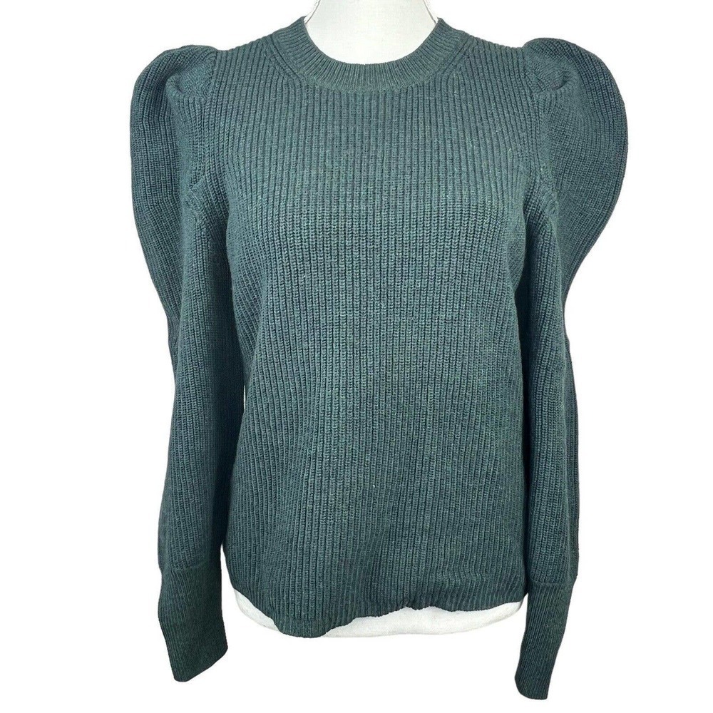 LK Bennett Green Puff Sleeve Knit Sweater Size S Jumper